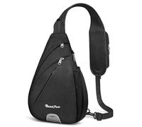 Seektop Crossbody Bag Anti-Theft RFID Blocking Waterproof 400D Nylon Lightweight Small Sling Backpack Shoulder Bags Chest Pack for Travel Hiking Outdoor Commuting Men Women Black