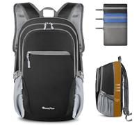 Seektop Lightweight Packable Hiking Backpack Water Resistant Expandable 20L-28L for Women Men, RFID Day Pack for Travel, Black, 8.85 x 7.87 inches, Great for Travel, Hiking, Camping, Daily, and