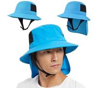 Seektop Surf Bucket Hat with UPF 50+ UV Protection, Waterproof Sun Hat with Adjustable Chin Strap for Surfing, Water Sports, Blue, One size