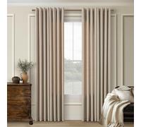 Seeluck Taupe Semi Sheer Flax Linen Bronze Grommet Curtains for Living Room | Burlywood Birch Greige, 86 inch Long, Light Filtering Privacy, Bedroom Dining Room, Thick Faux Textured, Ring Top, Farmhouse