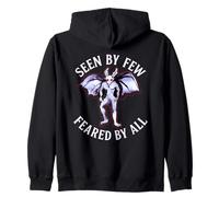 Seen by Few Feared by All Funny Mothman Cryptid Graphic Zip Hoodie