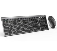seenda Bluetooth Keyboard and Mouse, COE401 Wireless Rechargeable Keyboard and Mouse Set, Multi-device for Windows/Mac/iPad/Tablet, UK QWERTY Layout, Compact with Number Pad, Black and Grey
