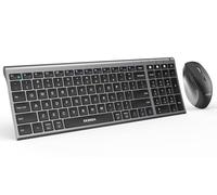 seenda Bluetooth Keyboard and Mouse Combo, 2.4G USB + BT Multi Device Rechargeable Keyboard Mouse, Slim Stainless Steel Compact Design, Compatible for Mac, Windows PC, iMac, iPad, Tablet, Laptop