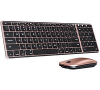 seenda Bluetooth Keyboard and Mouse for Mac, SKM64-2 Multi-Device Rechargeable Slim Wireless Keyboard Mouse Stainless Steel Full Size, Compatible with MacBook Pro/Air, iPad, Mac - Black Rose Gold