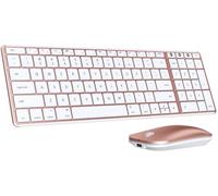 seenda Bluetooth Keyboard and Mouse for Mac, SKM64-2 Multi-Device Rechargeable Slim Wireless Keyboard Mouse Stainless Steel Full Size, Compatible with MacBook Pro/Air, iPad, Mac - White Rose Gold