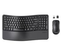 seenda Bluetooth Keyboard and Mouse, Wave Keys Ergonomic Keyboard, 2.4G + Type C + BT Tri-Mode Multi-Device OS, Leather Wrist Pad, Ultra Light Mouse for Windows, Mac OS Desktop/Laptop/PC