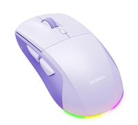 Seenda Bluetooth Wireless Mouse, MOU110 Rechargeable Light Up LED Silent Mouse, Bluetooth+2.4G USB, Ergonomic Computer Mouse with Side Buttons, 3 DPI Level for Laptop,PC,Mac,iPad,Tablet, Purple