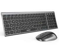 SEENDA COE401 Bluetooth Keyboard with Mouse, Wireless Keyboard Mouse Set for Windows/Mac/iPad/Android, Ultra Thin Metal Keyboard + Quiet Wireless Mouse, 3 Devices Connection, QWERTZ Layout, Grey