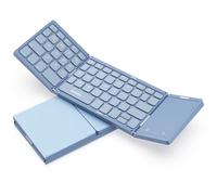 seenda Foldable Bluetooth Keyboard for Travel, Tri-Folding Wireless Rechargeable Multi-Device Portable Keyboard with Touchpad, for Laptop iPad Tablet PC Smartphone Windows iOS Android, Blue