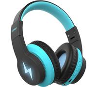 Seenda Kids Bluetooth Headphones, 3 Cool LED Lights Modes Kids Foldable Headphones Over Ear with 85dB/94dB Volume Limited Wireless/Wired Headset for PC TV Tablet School Airplane, Black and Blue