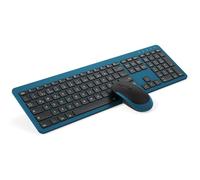 seenda SK38-3 Wireless Keyboard Mouse Set, Ultra Thin Rechargeable Wireless Keyboard Mouse Set, Ergonomic Keyboard Wireless with Silicone Dust Cover for PC/Laptop/TV, DE QWERTZ Layout, Black & Blue