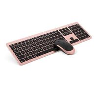 seenda SK38-3 Wireless Keyboard with Mouse, Rechargeable Ultra-Thin Keyboard Mouse Set, Wireless, Ergonomic Keyboard Wireless with Silicone Dust Protection for PC/Laptop/Smart TV etc. - Pink Gold