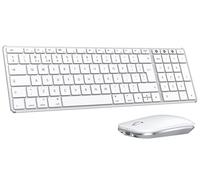 seenda SKM64-2 Wireless Bluetooth Keyboard and Mouse for Mac, Multi-Device Rechargeable Slim Keyboard and Mouse Metal Full Size, Compatible with MacBook Pro/Air, iPad, iMac - White and Silver