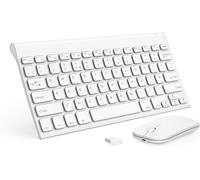 seenda Small Wireless Keyboard and Mouse, WGJP-031 Ultra Compact Rechargeable USB Keyboard and Mouse Combo with Portable Size Low Profile Keys for Windows XP/7/8/10/11 Laptop Computer, White