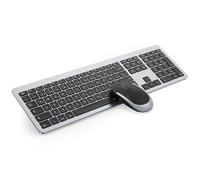 Seenda Ultra-Thin Rechargeable Wireless Keyboard Mouse Set, Ergonomic Keyboard with Silicone Dust Cover for PC/Laptop/Smart TV, German QWERTZ Layout, Black