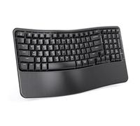 seenda Wave Keys Ergonomic Keyboard, 2.4G USB + Type C + Bluetooth Tri-Mode Multi-Device Keyboard with Leather Wrist Pad for Windows, Mac OS Desktop/Laptop/PC