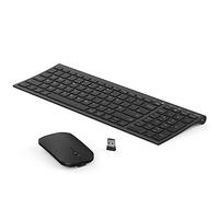 seenda WGJP-031B Wireless Keyboard Mouse Set, Ultra Thin Compact Rechargeable Aluminum Full Size Computer Keyboard & Mouse Combo UK QWERTY Layout for Office, Home, Business, Black