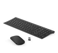 seenda WGJP-031B Wireless Keyboard Mouse Set, Ultra Thin Compact Rechargeable Aluminum Silent Computer Keyboard & Mouse Combo UK QWERTY Layout for Office, Home, Business, Black
