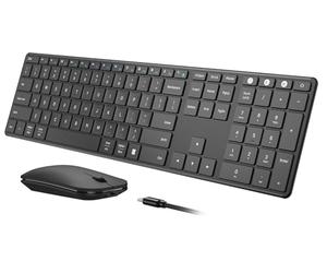 seenda Wireless Bluetooth Keyboard and Mouse Combo, SKM64-3 Rechargeable Slim Quiet Keyboard Mouse, 3 Multi-Device Connection, Compatible for Windows 11/10 PC Laptop Mac MacBook iPad, Black