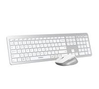 seenda Wireless Bluetooth Keyboard and Mouse, Dual Bluetooth+2.4G USB, COE300 Multi-Device Ultra Slim Quiet Keyboard and Mouse Set Full Size for Windows, Mac OS, Laptop, PC, iPad, Tablet, White&Silver