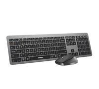 seenda Wireless Bluetooth Keyboard and Mouse Set, COE300 Ultra Slim Quiet Multi-Device Keyboard Mouse Combo Full Size UK QWERTY Layout for Windows Mac PC Laptop Desktop iPad Tablet, Black & Grey