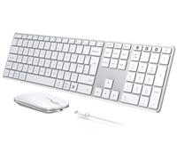 seenda Wireless Bluetooth Keyboard Mouse, SKM64-3 Multi-Device Rechargeable Ultra Slim Wireless Mouse and Keyboard Set for Windows, Mac OS, Laptop, Tablet, iPad, QWERTY UK Layout, White and Silver