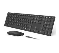 seenda Wireless Bluetooth Keyboard Mouse, SKM64-3 Multi - Device Ultra Slim Rechargeable Wireless Mouse and Keyboard Set for Windows, Mac OS, Laptop, iPad, Tablet, QWERTY UK Layout, Black