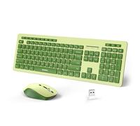 seenda Wireless Keyboard and Mouse Combo, 2.4GHz Wireless Quiet USB Keyboard Mouse, Full Size Cute Wireless Keyboard Mouse Set for Windows Laptop Computer Desktop, Yellowish Green and Dark Green