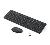 seenda Wireless Keyboard and Mouse Rechargeable, SK38-3 Ultra Slim Quiet Keyboard and Mouse Set Full-Size QWERTY UK Layout for Windows Laptop PC Desktop, Black