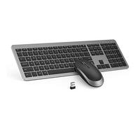 seenda Wireless Keyboard and Mouse Set, SK38 Ultra Slim Quiet USB Wireless Keyboard and Mouse Full Size QWERTY UK Layout with Numeric Keypad for Windows PC, Laptop, Computer, Black and Grey