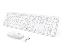 Seenda Wireless Keyboard and Mouse, USB & Type C Combo, Full Size Membrane, White, Windows 7/8/10, MacBook Pro/Air, PC, Laptop, 110 Keys, Optical, Ambidextrous, 2 Batteries (1 AA, 1 AAA), Wireless