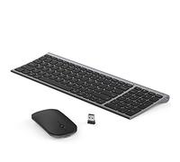 seenda Wireless Keyboard and Mouse, WGJP-031B Ultra Thin Compact Rechargeable Aluminum Silent Computer Keyboard & Mouse Combo UK QWERTY Layout for Office, Home, Business, Black and Space Gray