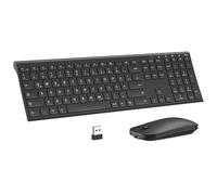 seenda Wireless Keyboard Mouse Set, 2.4G Thin Keyboard and Mouse Rechargeable 15F, White and Silver