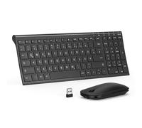seenda Wireless Keyboard Mouse Set, Rechargeable Aluminium Keyboard with Compact Design, Ultra Thin and Quiet Wireless Keyboard with Mouse for PC/Laptop/Smart TV, QWERTZ Layout, Black