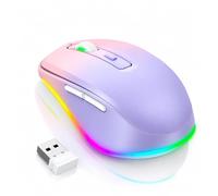 Seenda Wireless Mouse, Rechargeable Light Up LED Laptop Mouse, Purple&Pink | 2.4G USB Receiver, Silent Clicks, Built-in Jiggler, Undetectable Simulate Mouse Movement to Keep Computer Awake