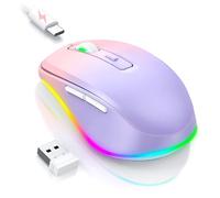 Seenda Wireless Mouse, Rechargeable Light Up LED Mouse for Laptop, 2.4G USB Silent Mice with Built in Jiggler Mover, Undetectable Simulate Mice Movement to Keep Computer Awake, pink gradient purple