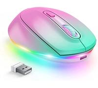 seenda Wireless Mouse, Rechargeable Light Up Mouse for Laptop, Small Cordless Mice with Quiet Click LED Rainbow Lights for PC Computer Kids Chromebook Windows Mac, Gradient Purple