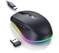 seenda Wireless Mouse, Rechargeable Mouse Wireless with Jiggler, Quiet 2.4G USB Wireless Mouse for Laptop, Computer Illuminated Wireless Mouse DPI 2000 for PC, Windows, Mac OS Black