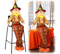 Seenelling 1 Pc Life Size Scarecrow Fall 60" Sitting Scarecrows Large Scarecrow Dolls with Moveable Arms and Legs for Halloween Thanksgiving Harvest Garden Yard Outdoor Decor (Boy)