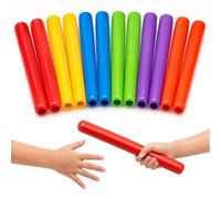 Seenelling 12 Pcs Plastic Relay Baton 6 Colors 11.81 Inches Field Beginner Track Stick Relay Race Batons Kids Running Stick for Elementary School Recess & Field Day Games