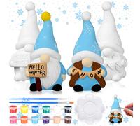 Seenelling 2 Pack Winter Gnomes Ready to Paint Your Own Gnome Statues 4'' DIY Winter Unpainted Ceramics Figurines Kit Blank Paintable Ceramics for Art Crafts Winter Christmas Decor