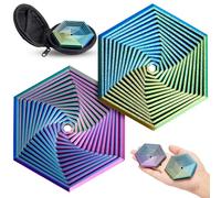 Seenelling 2 Pcs Fractal Fidget Hexagon 2.76 Inch 3D Printed Anti Stress Sensory Tool for Adults Mindful Meditation Tool Geometric Hexagon Spiral for Anxiety Relief Christmas Birthday Gift(Multicolor)