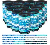 Seenelling 200 Pcs Anti Bullying Wristbands Bulk Against Bullying Silicone Bracelet 10 Styles Unisex Stretchy Motivational Silicone Wristbands for Anti Bullying Awareness Fundraising