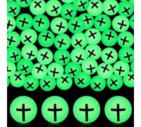 Seenelling 24 Pcs Christian Glow in the Dark Bouncy Balls Jesus Cross Rubber High Bouncing Balls Christian Party Favor Religious Classroom Gifts (Green)