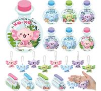 Seenelling 24 Pcs Valentines Day Axolotl Keychains Gifts Cute Axolotls Stuffed Animal with Greeting Cards Bags for Valentine Gift Exchange Valentine's Axolotl Party Favors