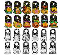 Seenelling 24 Pieces Color Your Own Christian Pumpkin Doorknob Hangers Halloween Coloring Crafts DIY Bible Halloween Door Tag Halloween Door Hanger Tag Sign for Halloween Party Home Porch Door Decor