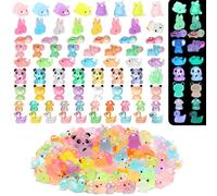Seenelling 240 Pcs Mini Resin Animals 10 Set Luminous Tiny Resin Animals Glow in The Dark Duck Panda Dolphin Mushroom Elephant Frog Cow Turtle Pig Rabbit for Garden Micro Landscape Potted Decor