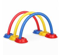 Seenelling 3 Set Kids Noodle and Hoop Bases Multi Dome Arch Gates 55" x 1.5" Obstacle Course Foam Hoop 8.9" x 6.7" Base Rainbow PE Equipment for Children Crawling Outdoor Backyard Lawn Sports Games