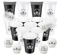 Seenelling 30pcs Gothic Death to My 20s Beer Game Set, 22 Pcs Reusable Death to My Twenties Plastic Cups 16oz and 8 Pcs Gothic Beer Balls for Funny 30th Birthday Party Decorations Supplies
