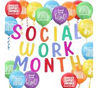 Seenelling 31 Pcs Social Work Month Decorations Colorful Balloons and Banner Party Decorations Social Worker Appreciation Week Decor Thank You Society Contributions Wall Decor for Festival Supplies